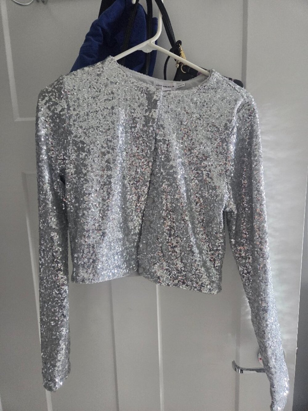 Good American size medium silver sequin cardigan